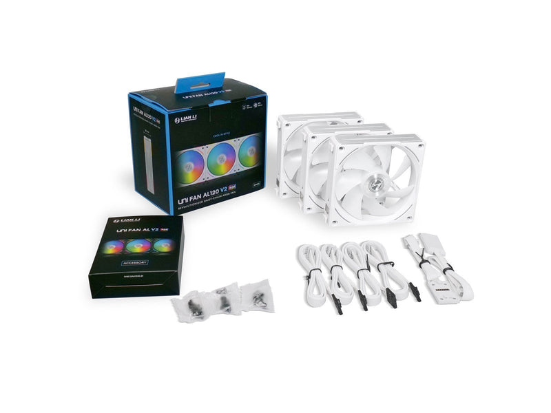 Lian Li UNI FAN AL120 V2 (3-pack) - Gehäuselüfter - 120mm - Weiß mit RGB-Beleuchtung - 29 dBA