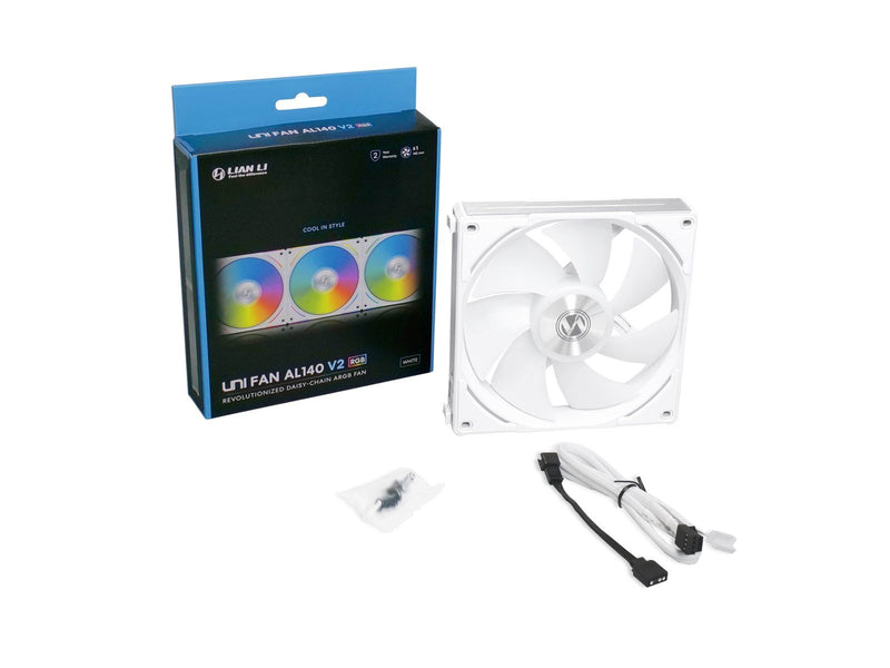 Lian Li UNI FAN AL140 V2 - Gehäuselüfter - 140mm - Weiß mit RGB-Beleuchtung - 27 dBA