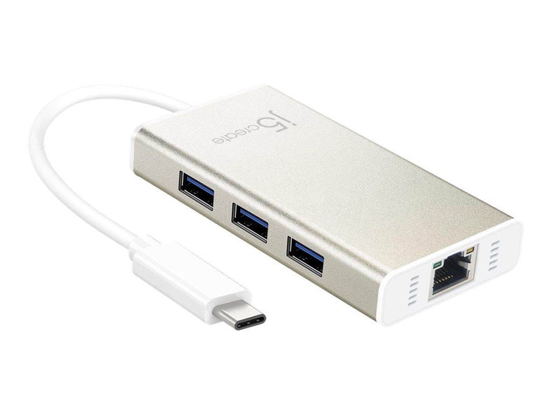 j5create 3-Port USB Hub (with Ethernet)i USB-Hubs - USB 3.0 - 3 - silber