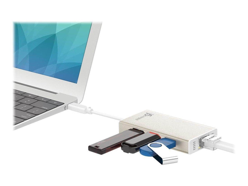 j5create 3-Port USB Hub (with Ethernet)i USB-Hubs - USB 3.0 - 3 - silber