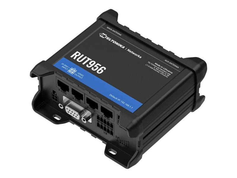 Teltonika RUT956 - wireless router - WWAN - 802.11b/g/n - 3G 4G 2G - DIN rail mountable - Wireless router N Standard - 802.11n