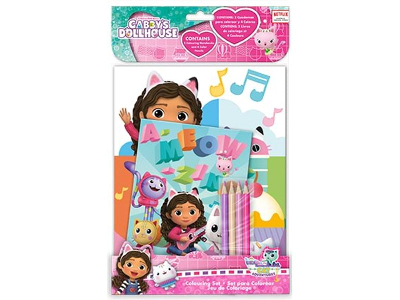 Euromic GABBY'S DOLLHOUSE Colouring set w/4 col.pencils