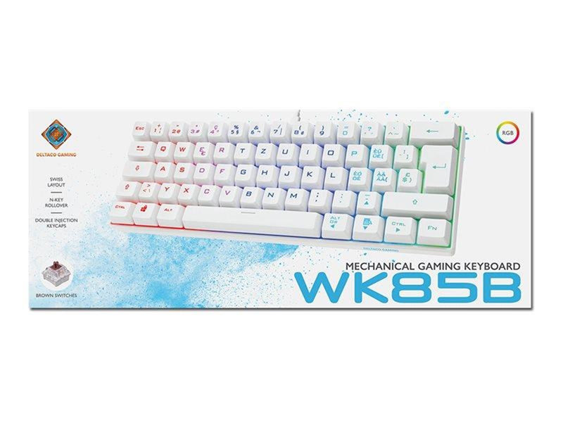 Deltaco GAMING GAM-075 - keyboard - Swiss - white - Gaming Tastaturen - Schweiz - Weiss