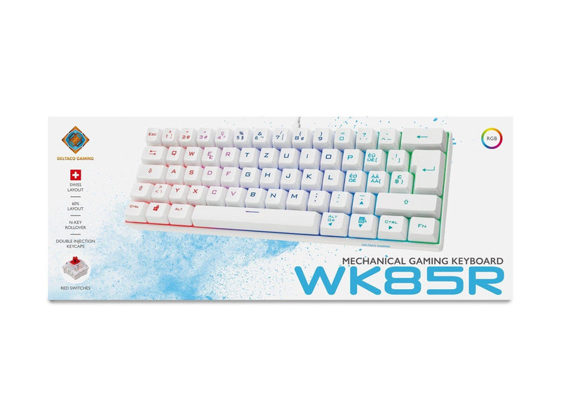 Deltaco GAMING GAM-075 - keyboard - Swiss - white - Gaming Tastaturen - Schweiz - Weiss