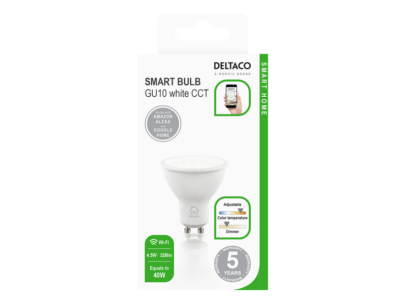 Deltaco SMART HOME smart bulb GU10 white cct 2700-6500K