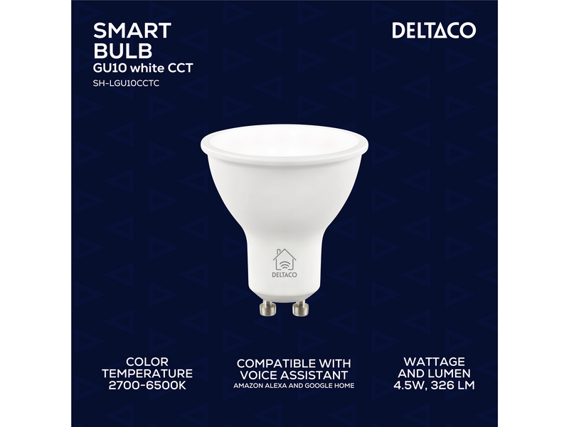 Deltaco SMART HOME smart bulb GU10 white cct 2700-6500K