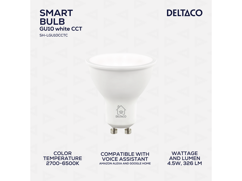 Deltaco SMART HOME smart bulb GU10 white cct 2700-6500K