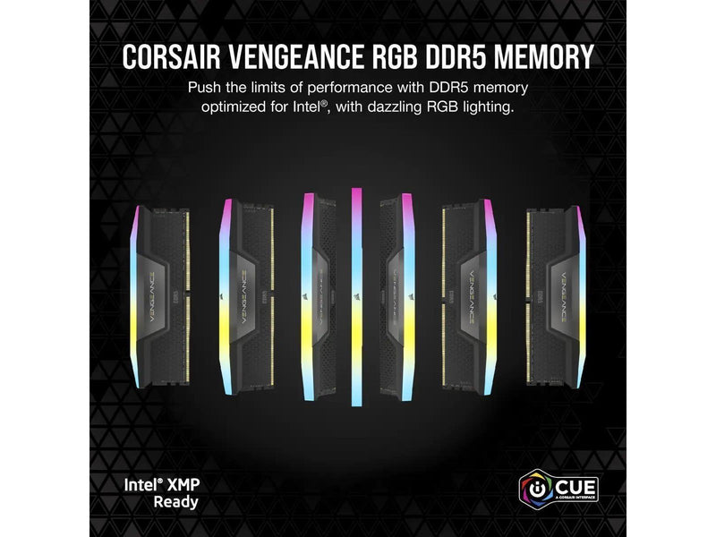 Corsair Vengeance RGB DDR5-6400 - 64GB - CL32 - Dual Channel (2 pcs) - Intel XMP - Schwarz mit RGB