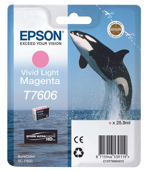 Epson Original T7606 Druckerpatrone Vivid Light Magenta 2.800 Seiten 25,9ml (C13T76064010)