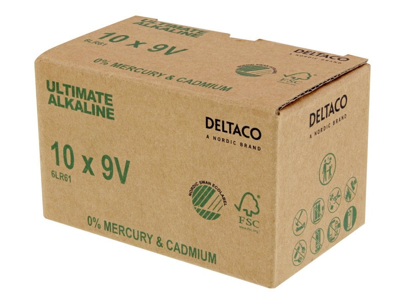Deltaco Ultimate battery - Nordic Swan ecolabelled - 10 x 6LR61 - Alkaline