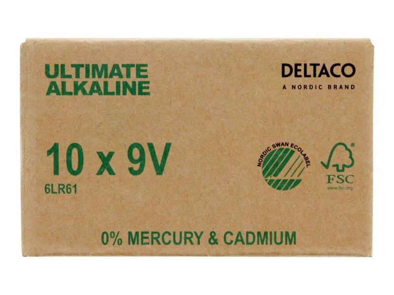 Deltaco Ultimate battery - Nordic Swan ecolabelled - 10 x 6LR61 - Alkaline