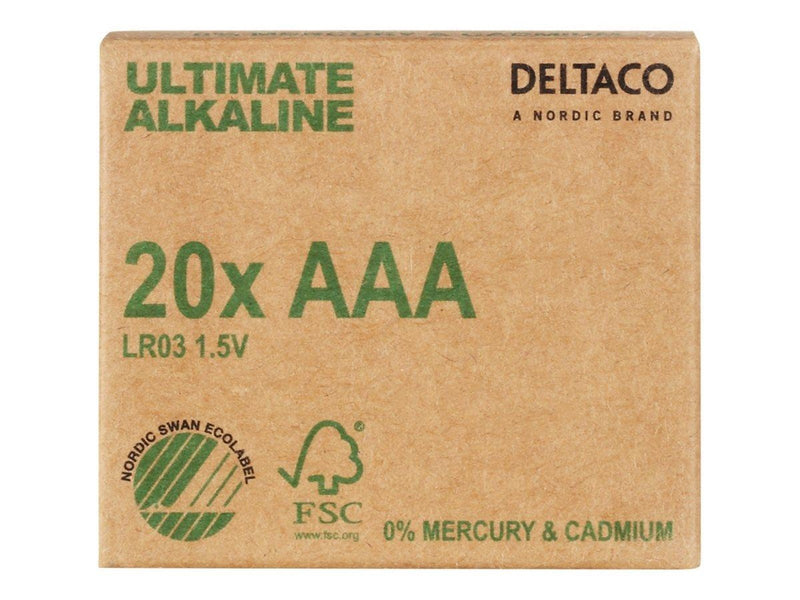 Deltaco Ultimate battery - Nordic Swan ecolabelled - 20 x AAA / LR03 - Alkaline
