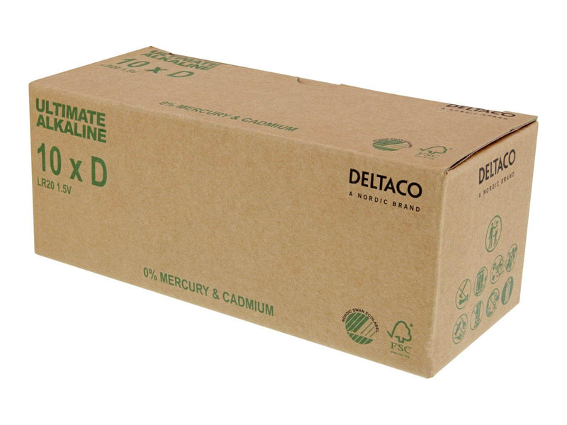 Deltaco Ultimate battery - Nordic Swan ecolabelled - 10 x D / LR20 - Alkaline