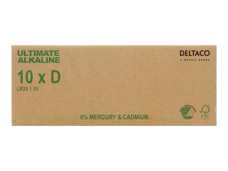 Deltaco Ultimate battery - Nordic Swan ecolabelled - 10 x D / LR20 - Alkaline