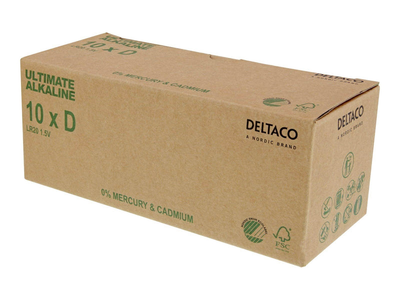 Deltaco Ultimate battery - Nordic Swan ecolabelled - 10 x D / LR20 - Alkaline
