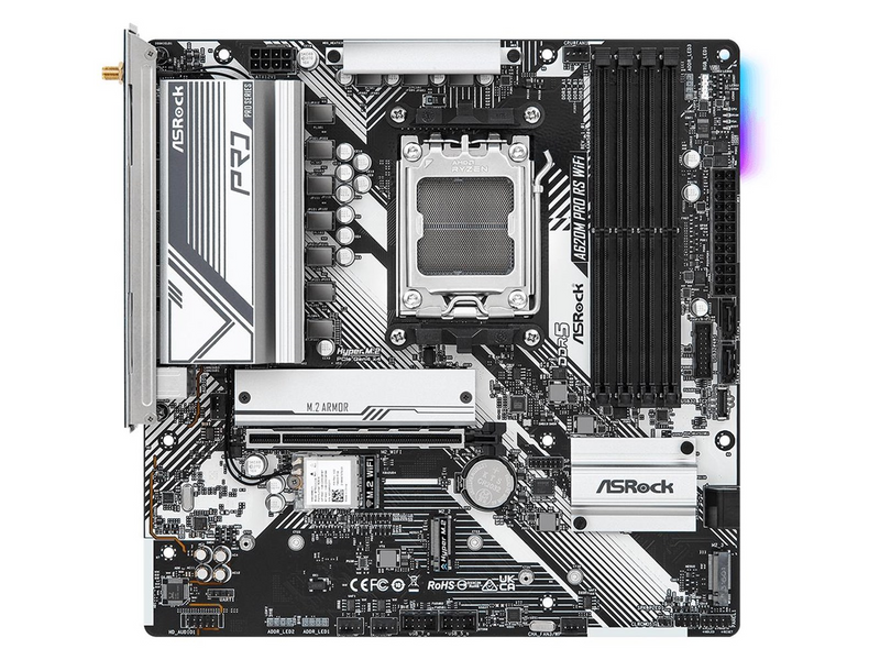 ASRock A620M PRO RS WIFI Mainboard - AMD A620 - AMD AM5 socket - DDR5 RAM - Micro-ATX