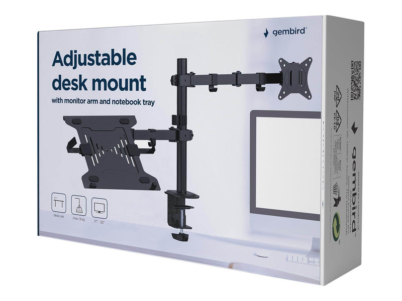 Gembird Monitor Arm & Notebook Tray - 1 x monitor 17"-32" & 1 x notebook 15.6"
