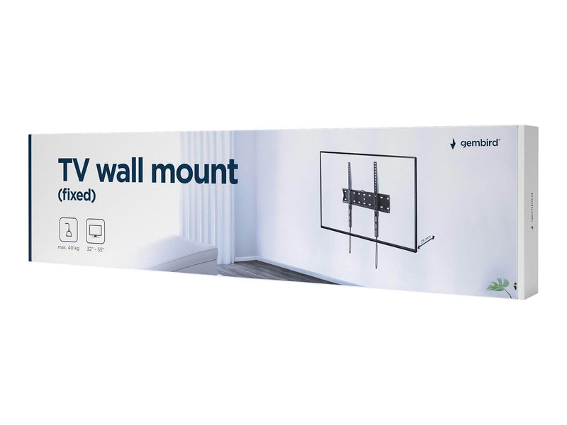 Gembird WM-55F-02 - mounting kit - fixed - for flat panel - 40 kg - fine texture black 40 kg 55" 200 x 200 mm