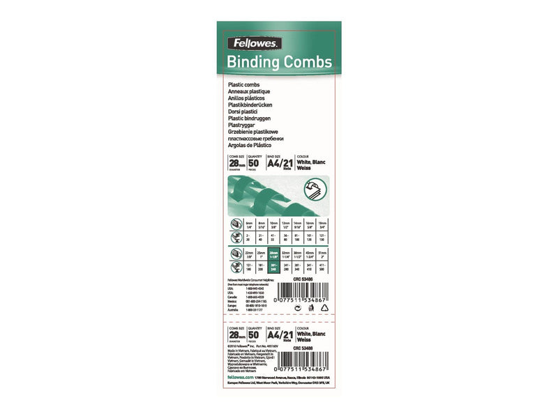 Fellowes Plastic Comb - 50 pcs. - plastic binding comb - Plastic binding comb