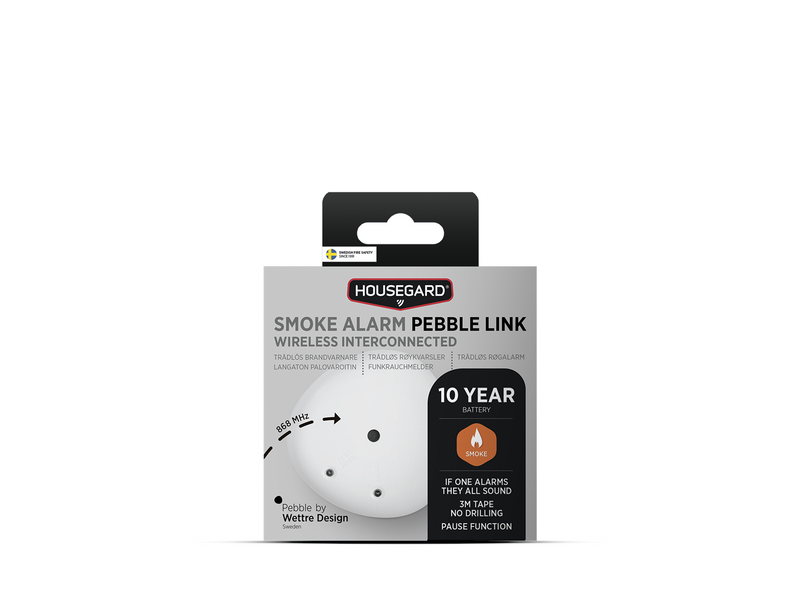 Housegard Smoke Alarm Pebble Link Wireless Interconnected, 1-pack