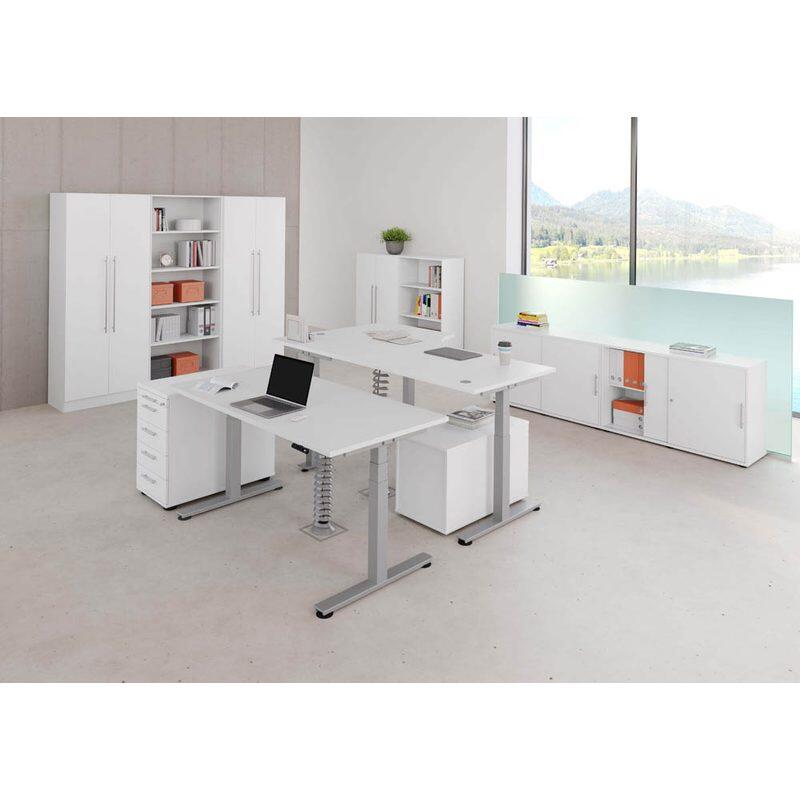 HAMMERBACHER VXDSM82/W/S elektrisch höhenverstellbarer Schreibtisch 63 - 127 cm weiß / silber