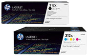 HP Original 312X / 312A Toner 5er Set - schwarz (2) hohe Kapazität, cyan, magenta, gelb, (Doppelpack CF380XD,