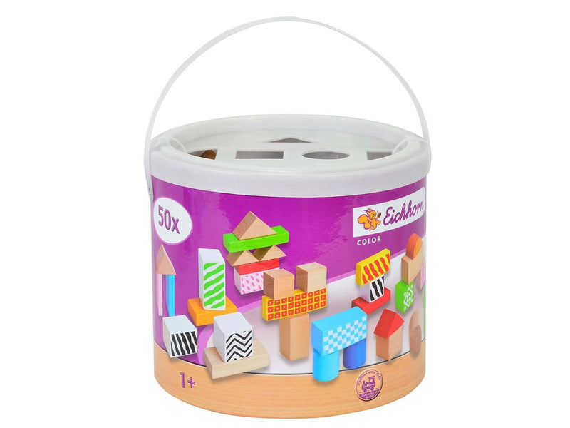 Eichhorn wooden blocks in bucket. 50pcs.