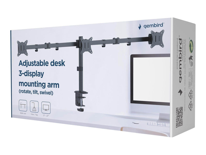 Gembird Monitor Arm - Adjustable desk arm 3-display 17"-27"