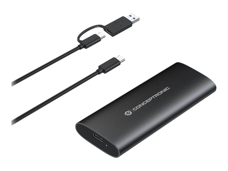 Conceptronics Conceptronic DANTE04B - storage enclosure - dual protocol - M.2 Card (PCIe NVMe & SATA) / SATA SSD - USB-C 3.2 (Ge
