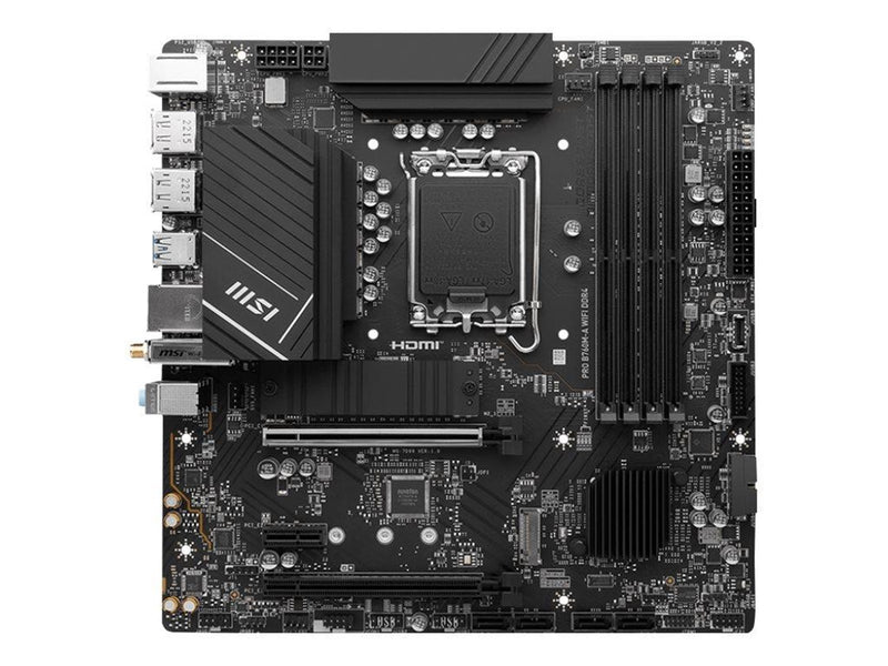MSI PRO B760M-A WIFI DDR4 Mainboard - Intel B760 - Intel LGA1700 socket - DDR4 RAM - Micro-ATX
