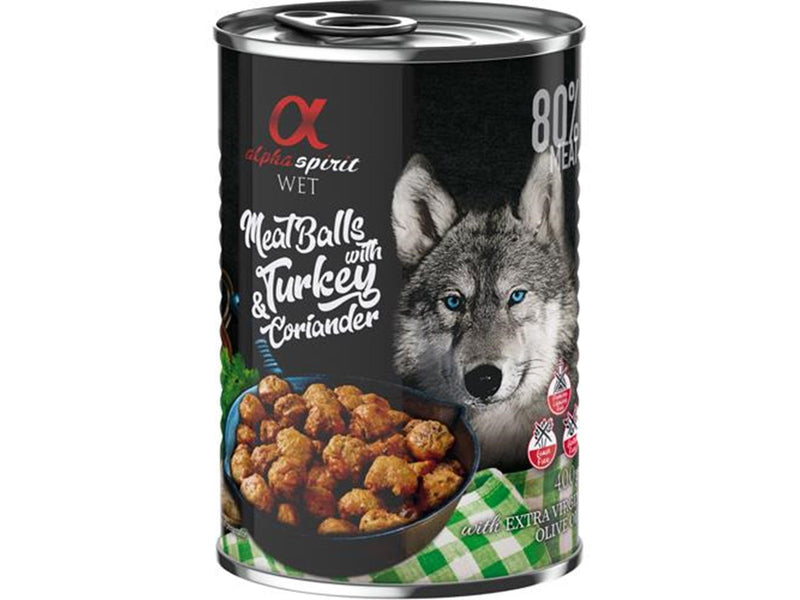 Alpha Spirit canned meatballs with turkey & coriander 400g