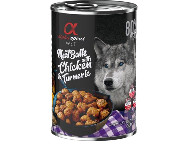 Alpha Spirit canned meatballs with chicken & turmeric 400g