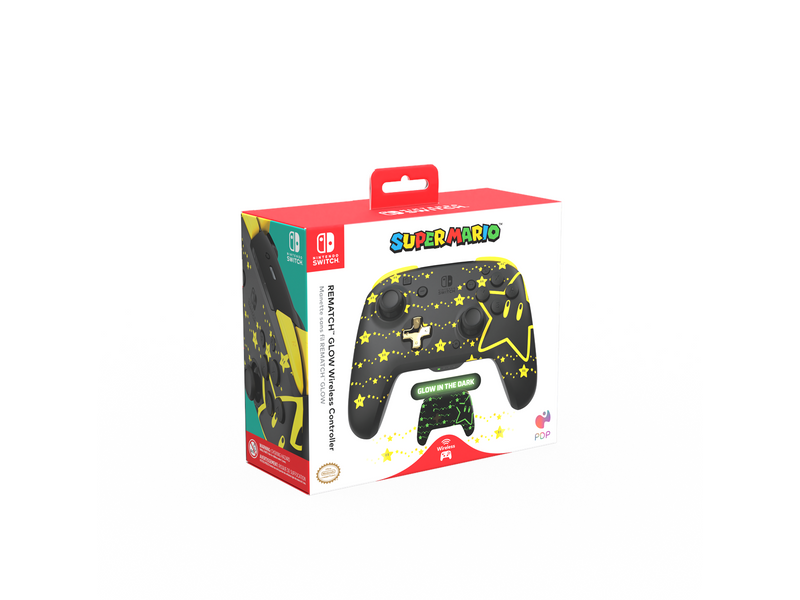 PDP Rematch Wireless: Super Mario Stars (Glow In The Dark) - Wireless Controller - Nintendo Switch