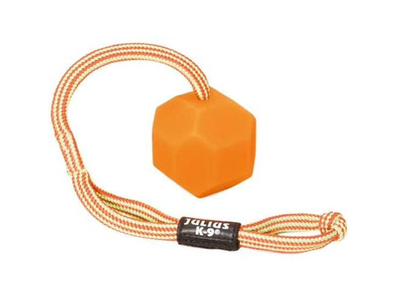 Julius-K9 Ball with cord  diam. 60mm - smooth orange soft