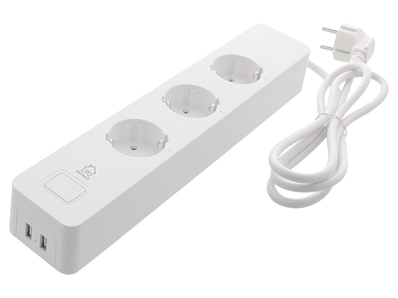 Deltaco SMART HOME Smart Branch Socket 3xCEE 7/3 USB-A 2A white