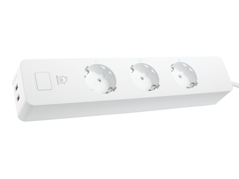 Deltaco SMART HOME Smart Branch Socket 3xCEE 7/3 USB-A 2A white