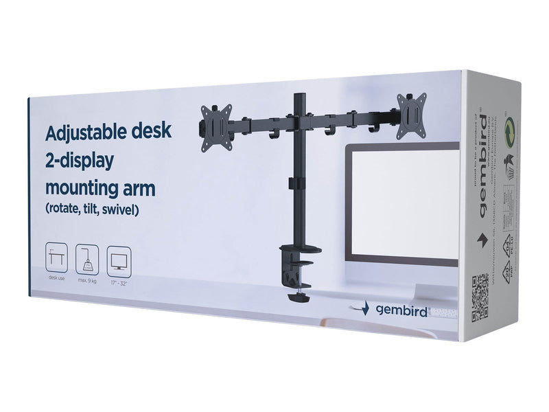 Gembird Monitor Arm - Adjustable desk 2-display 17"-32"