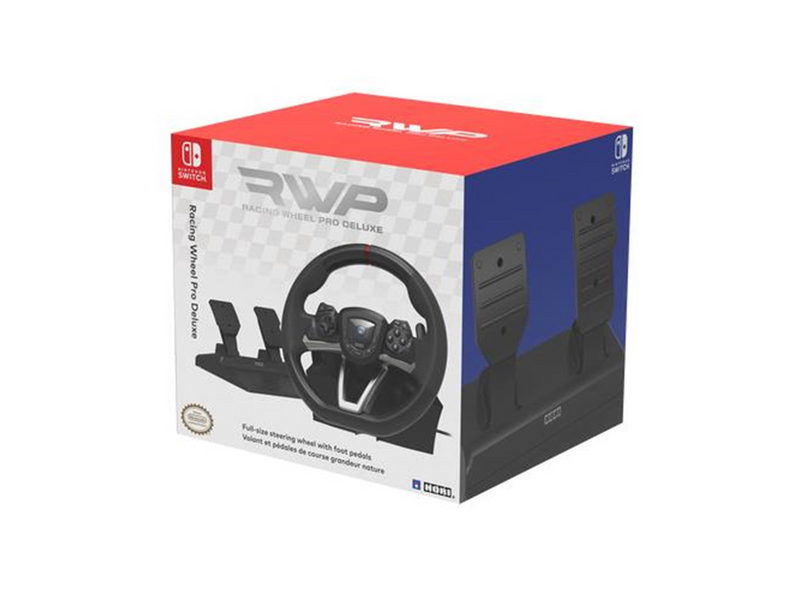 HORI Racing Wheel Pro Deluxe - Black - Wired Wheel, gamepad and pedals set - Nintendo Switch