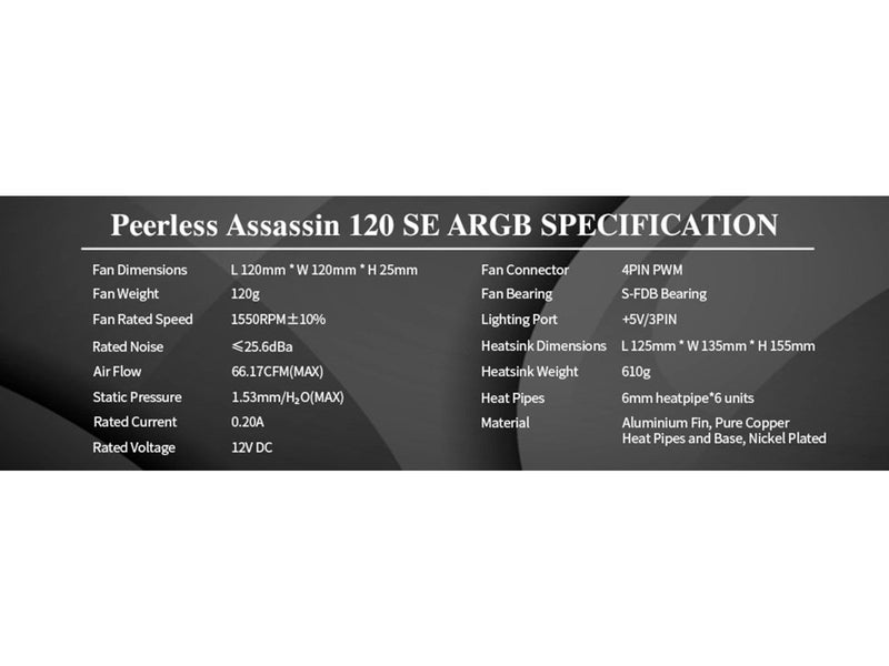 Thermalright Peerless Assassin 120 SE - Black ARGB - CPU-Luftkühler - Max 26 dBA