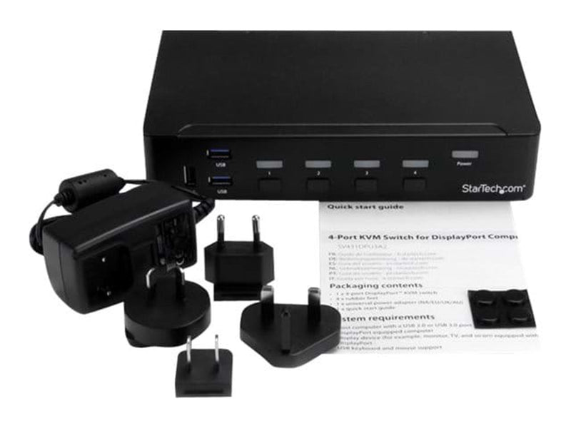 StarTech.com 4-Port DisplayPort KVM Switch With Built-in USB 3.0 Hub - 4K