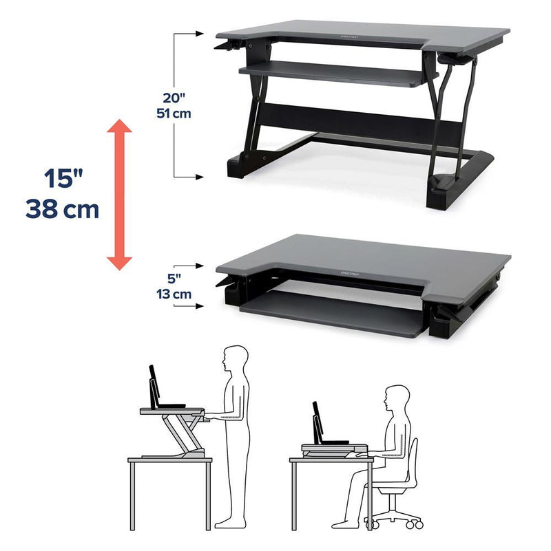 Ergotron WorkFit-T Steh-Sitz Arbeitsplatz mit CF-Technologie für einen Bildschirm bis 76,2 cm (30')