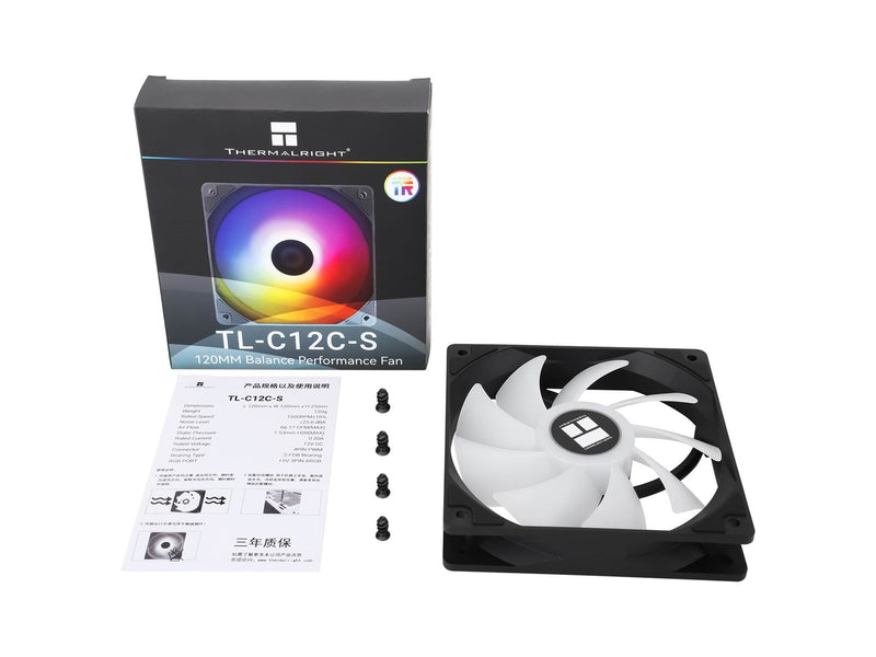 Thermalright TL-C12C-S ARGB - Black - Gehäuselüfter - 120mm - Schwarz mit RGB LED - 26 dBA