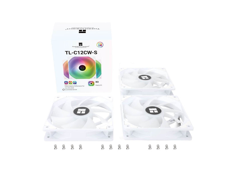 Thermalright TL-C12CW-S ARGB - White (3-pack) - Gehäuselüfter - 120mm - Weiß mit RGB-Beleuchtung - 26 dBA