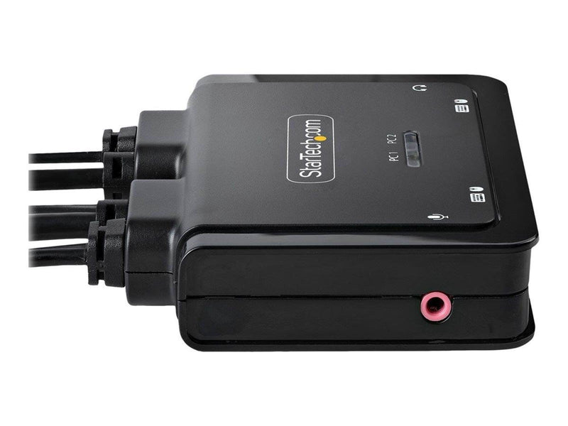 StarTech.com 2-Port Hybrid USB-C DisplayPort Cable KVM Switch 4K 60Hz Compact KVM with 6ft/1.8m USB-A/DisplayPort/Audio & 4ft/1.