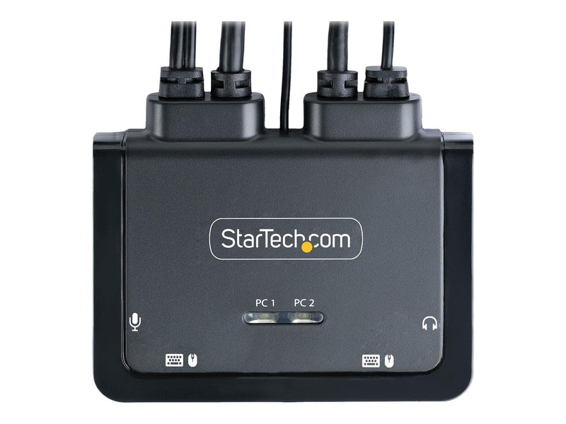 StarTech.com 2-Port USB-C Cable KVM Switch 4K 60Hz DisplayPort Output Compact KVM with 4ft/1.2m USB Type-C/Audio Integrated Cabl