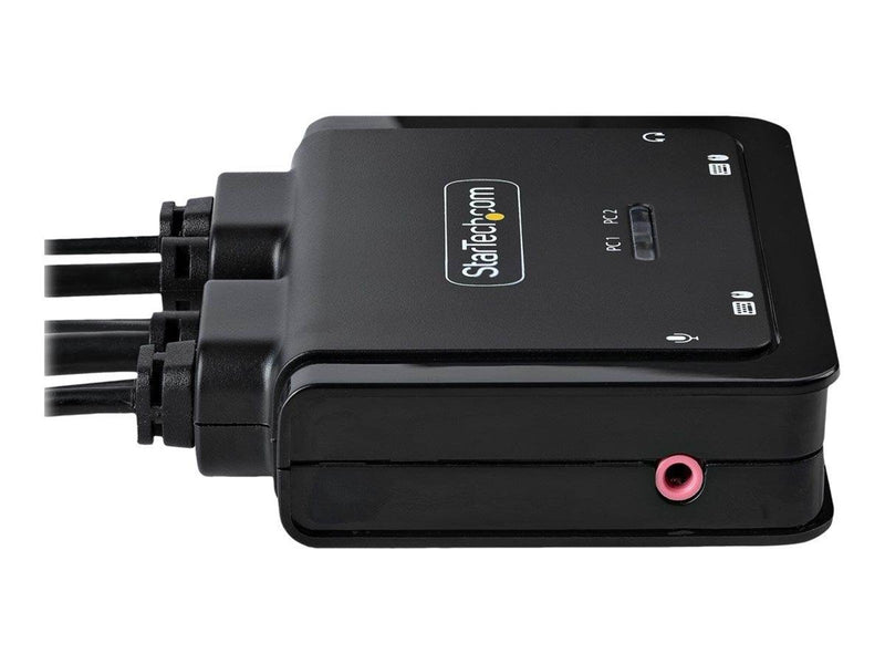 StarTech.com 2-Port USB-C Cable KVM Switch 4K 60Hz DisplayPort Output Compact KVM with 4ft/1.2m USB Type-C/Audio Integrated Cabl