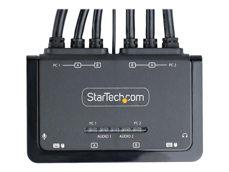 StarTech.com 2-Port Dual-Monitor DisplayPort Cable KVM Switch 4K 60Hz Compact KVM with 5ft/1.5m USB-A/DisplayPort/Audio Integrat
