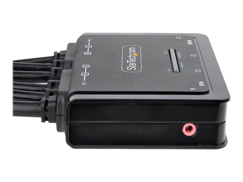 StarTech.com 2-Port Dual-Monitor DisplayPort Cable KVM Switch 4K 60Hz Compact KVM with 5ft/1.5m USB-A/DisplayPort/Audio Integrat