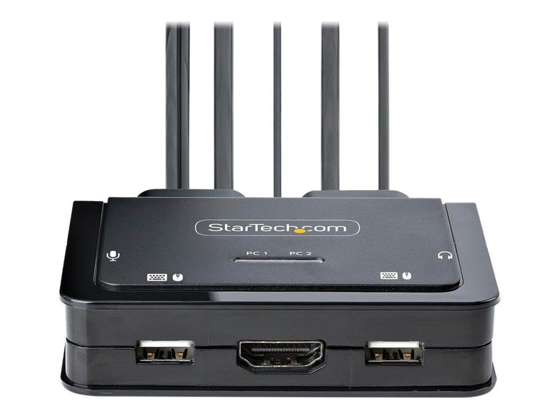 StarTech.com 2-Port Hybrid USB-C HDMI Cable KVM Switch 4K 60Hz Compact KVM with 6ft/1.8m USB-A/HDMI/Audio & 4ft/1.2m USB-C Integ