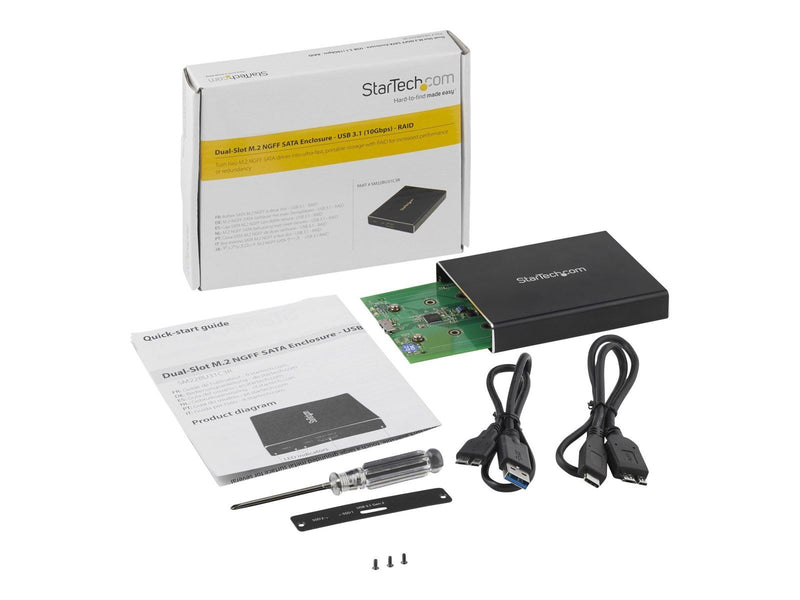 StarTech.com Dual-Slot Drive Enclosure for M.2 NGFF SATA SSDs - USB 3.1 (10Gbps) - RAID